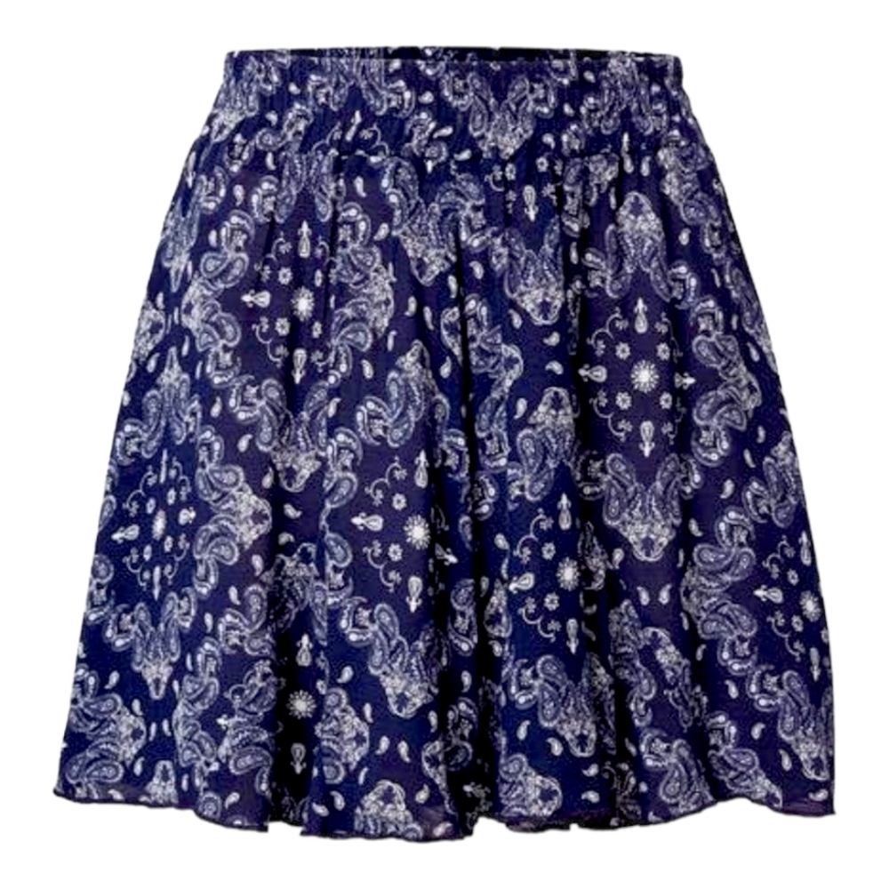 Venus Women's Navy Blue & White Bandana Pattern Wide Leg Ruffle Shorts, sz Small